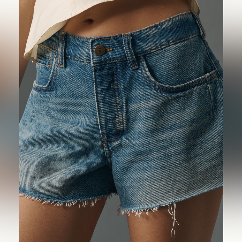 Anthropologie Pilcro The Everyday Denim Blue Jean Button Fly Shorts Size 34 NWT